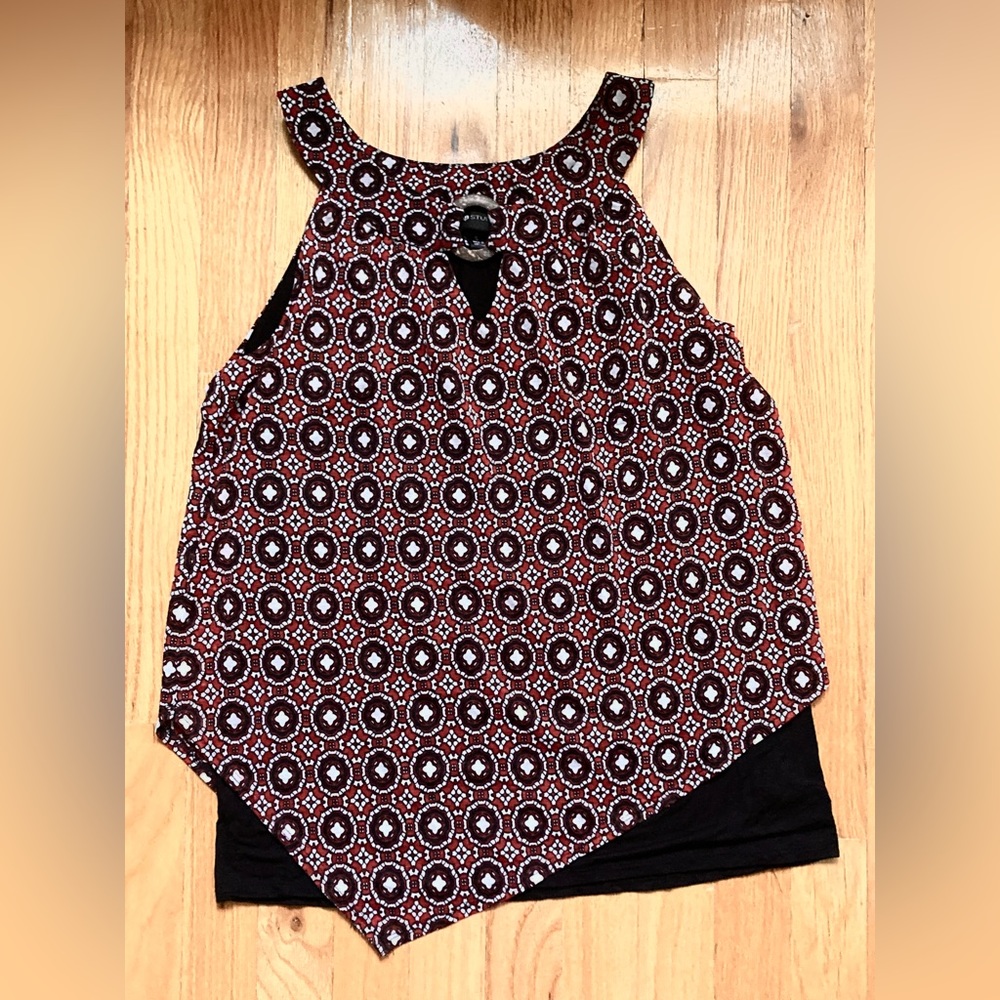 AB Studio Women’s Overlay Sleeveless Pullover Blouse Sz S